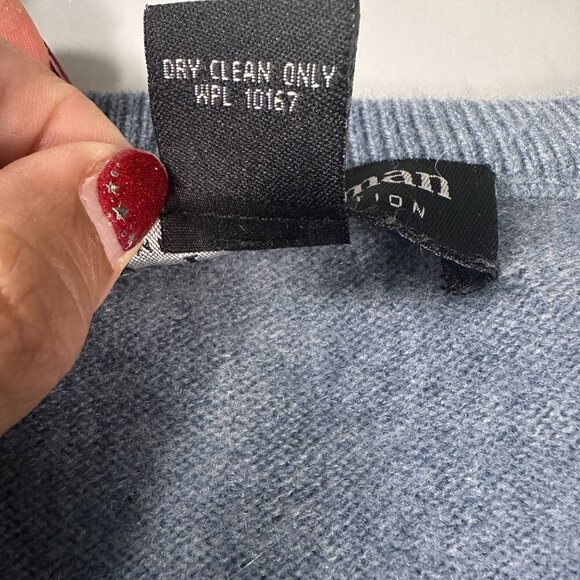 Joseph Lyman Cashmere Vest Sweater Mens V Neck Sleeveless Pullover Blue Soft - Picture 5 of 11